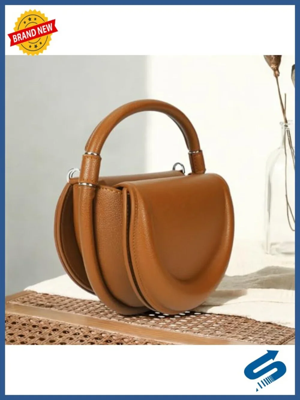 Handmade Vegan Leather Crossbody Bag Women Half-Moon Shoulder & Top-Handle Purse